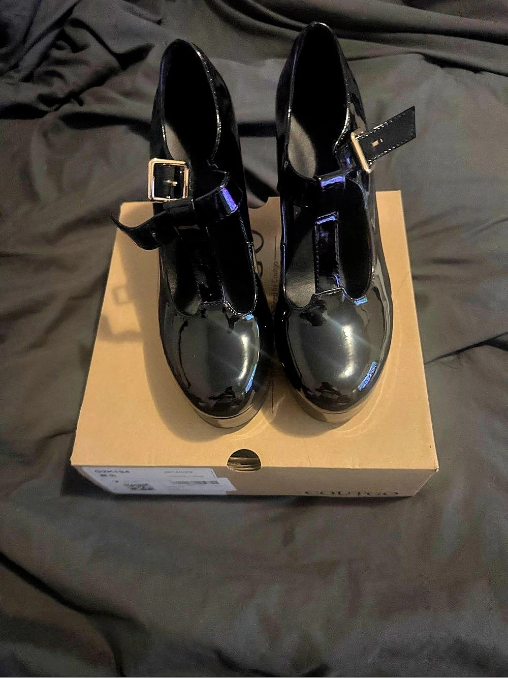 Coach Black Buckle Platform Heels